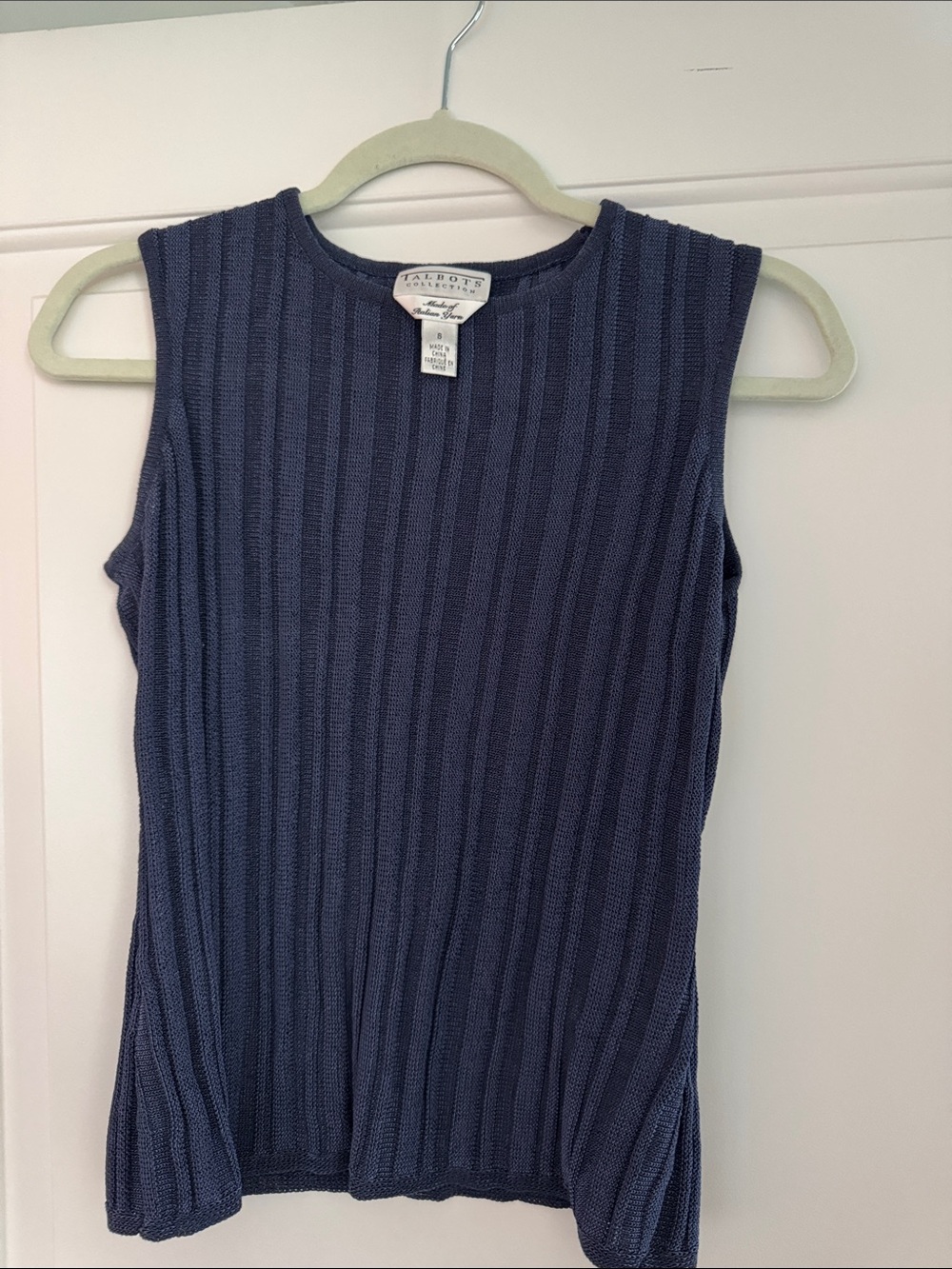 Talbots Navy Ribbed Open-Front Cardigan and Tank Top Set